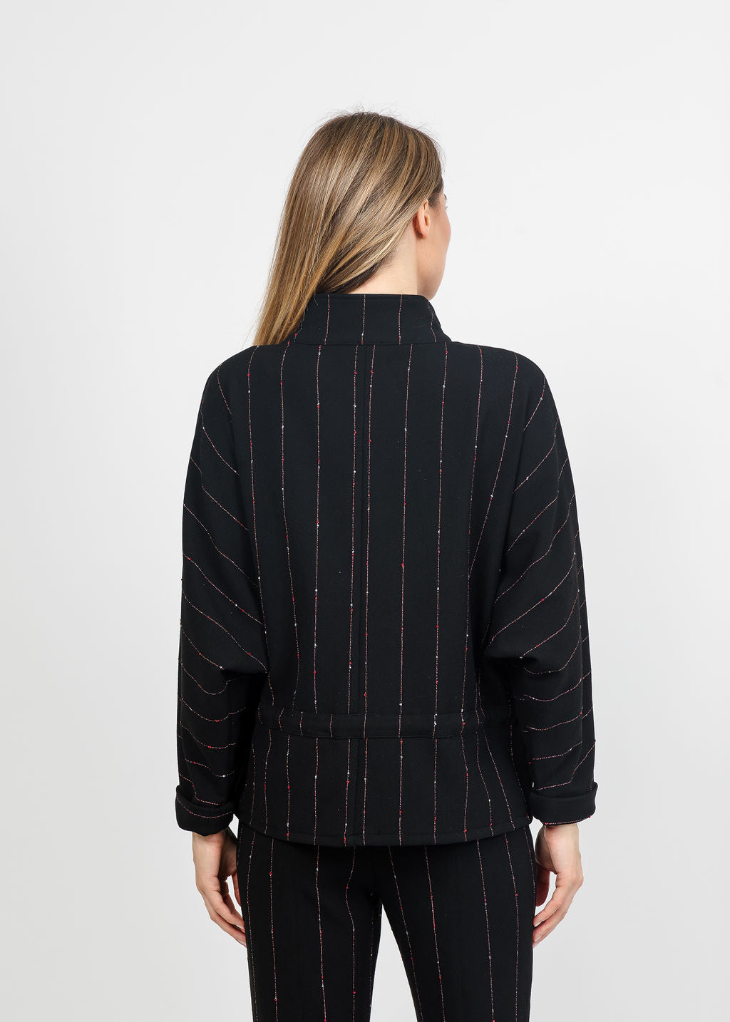 Olivia by Habitat Jennifer Jacket in Black Pinstripe available at Barbara Katz
