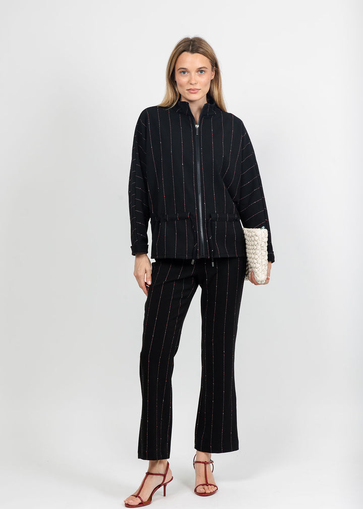 Olivia by Habitat Jennifer Jacket and Kick Flare Pant in Black Pinstripe available at Barbara Katz