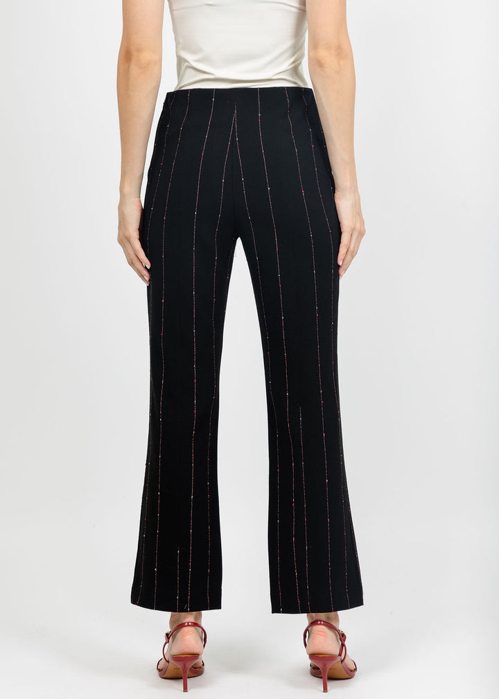 Olivia by Habitat Kick Flare Pant in Black Pinstripe available at Barbara Katz