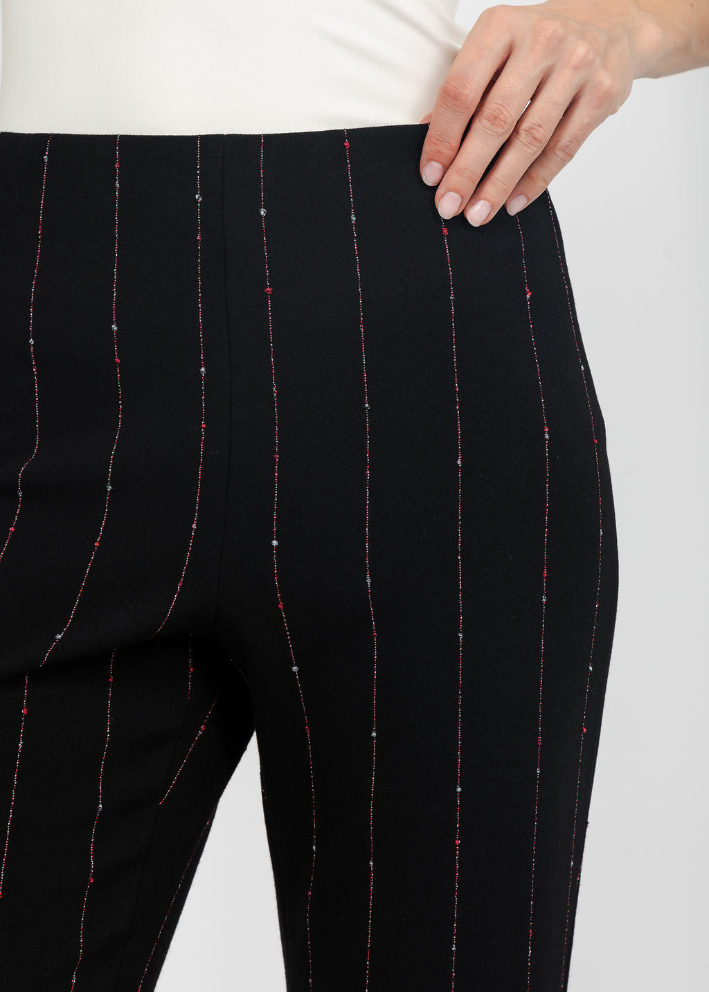 Olivia by Habitat Kick Flare Pant in Black Pinstripe available at Barbara Katz