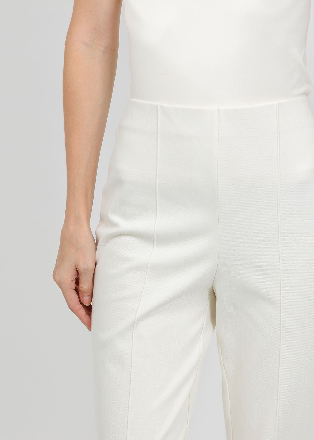 Olivia by Habitat Knit Denim Kick Flare Pant in Ivory available at Barbara Katz