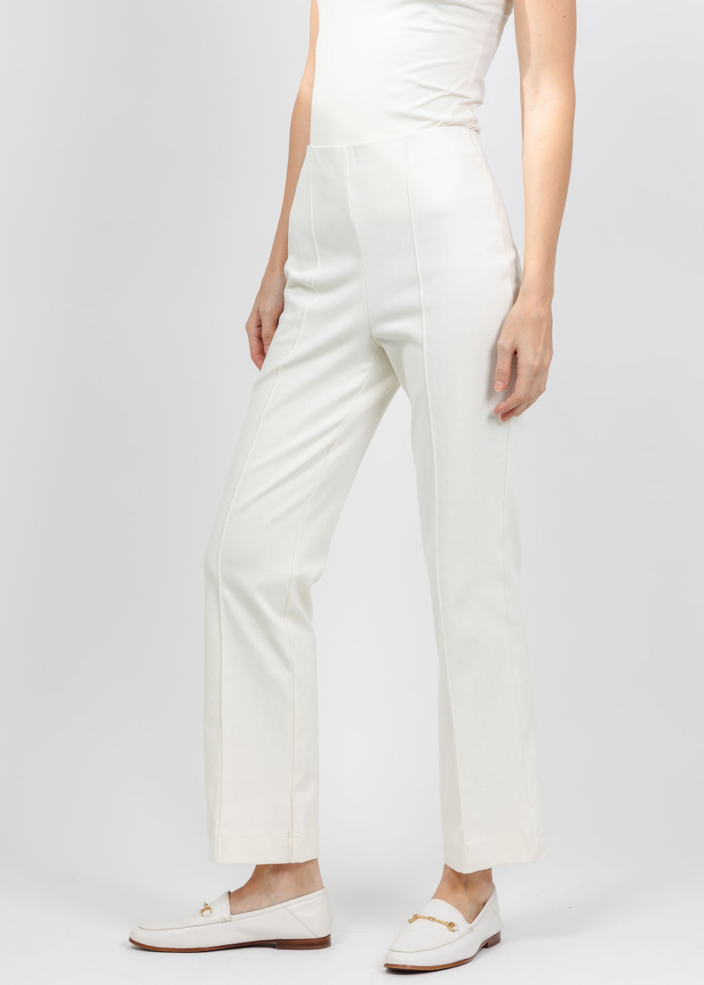 Olivia by Habitat Knit Denim Kick Flare Pant in Ivory available at Barbara Katz