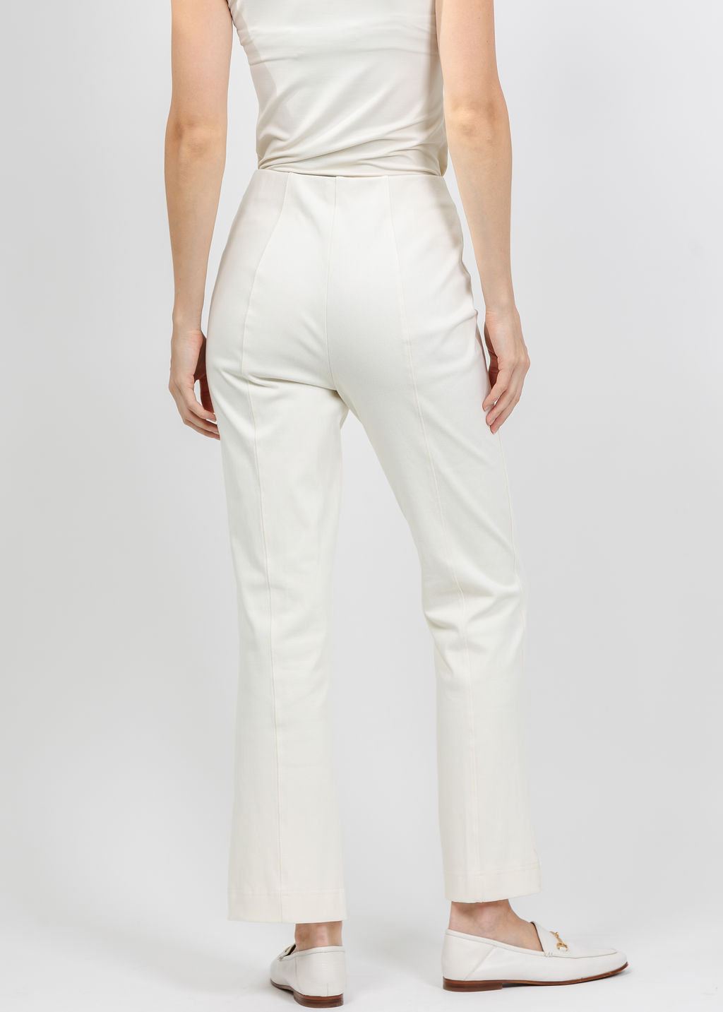 Olivia by Habitat Knit Denim Kick Flare Pant in Ivory available at Barbara Katz