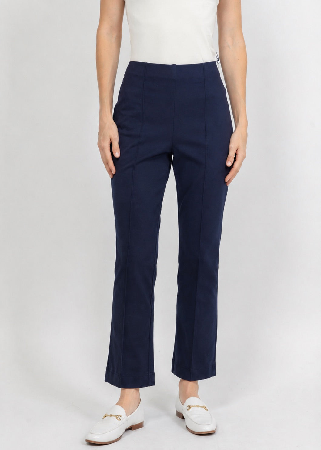 Olivia by Habitat Knit Denim Kick Flare Pant in Navy available at Barbara Katz