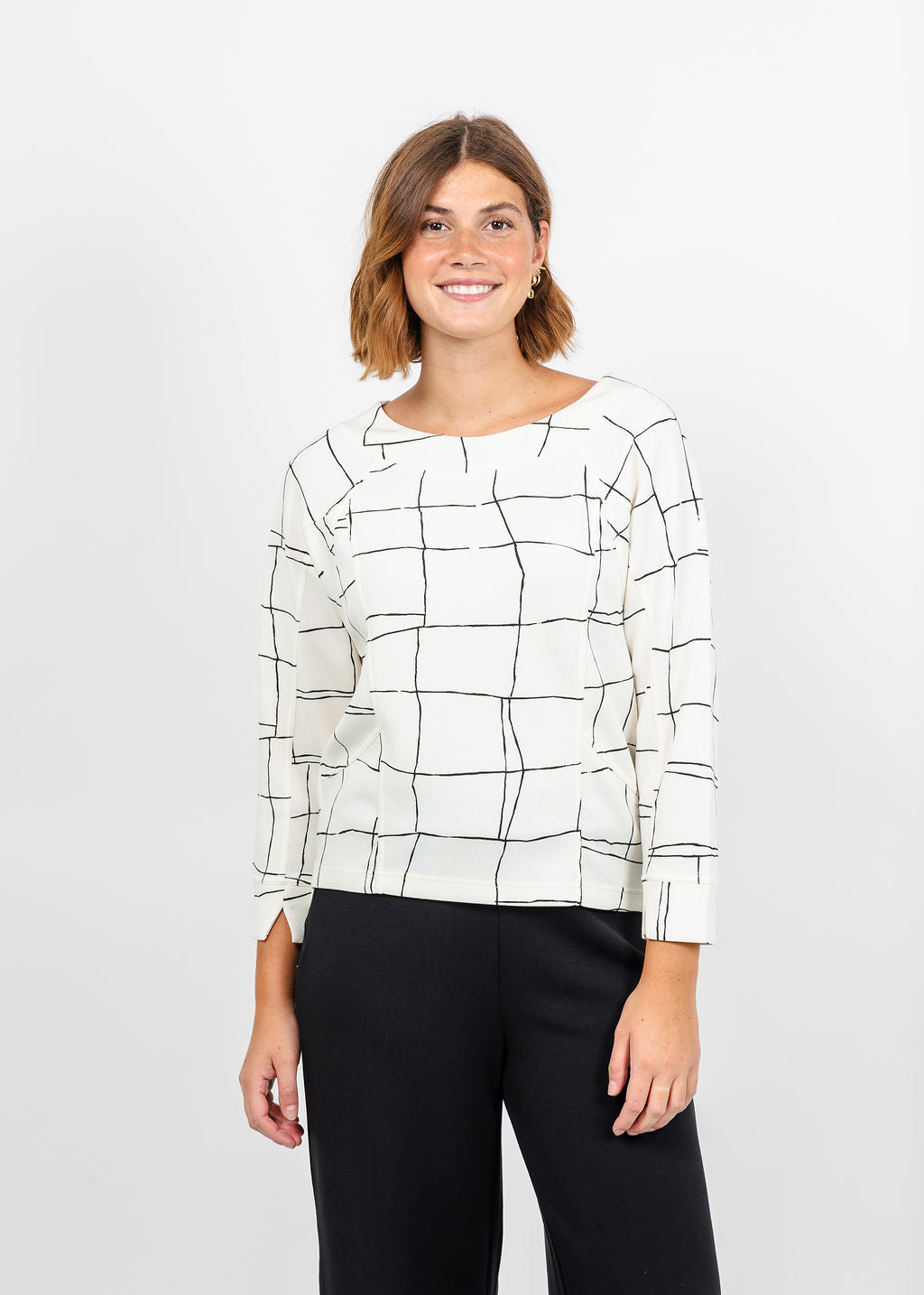 Olivia by Habitat Knit Print Pullover in Ivory available at Barbara Katz