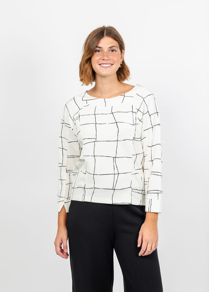 Olivia by Habitat Knit Print Pullover in Ivory available at Barbara Katz