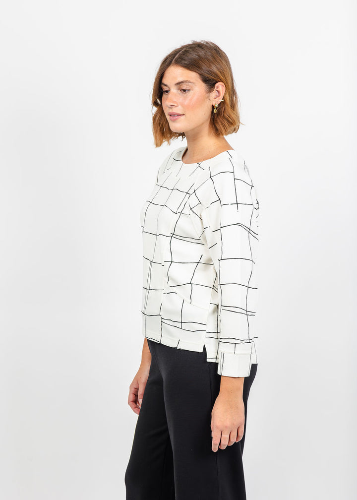 Olivia by Habitat Knit Print Pullover in Ivory available at Barbara Katz