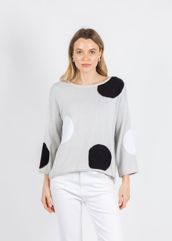 Olivia by Habitat Mixed Dot Pullover Sweater in Sand available at Barbara Katz