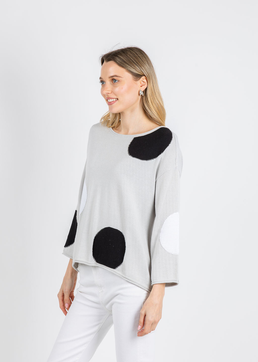 Olivia by Habitat Mixed Dot Pullover Sweater in Sand available at Barbara Katz