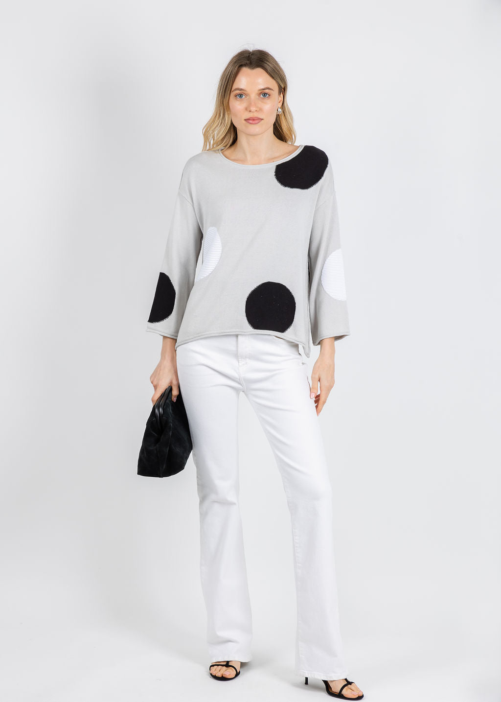 Olivia by Habitat Mixed Dot Pullover Sweater in Sand available at Barbara Katz