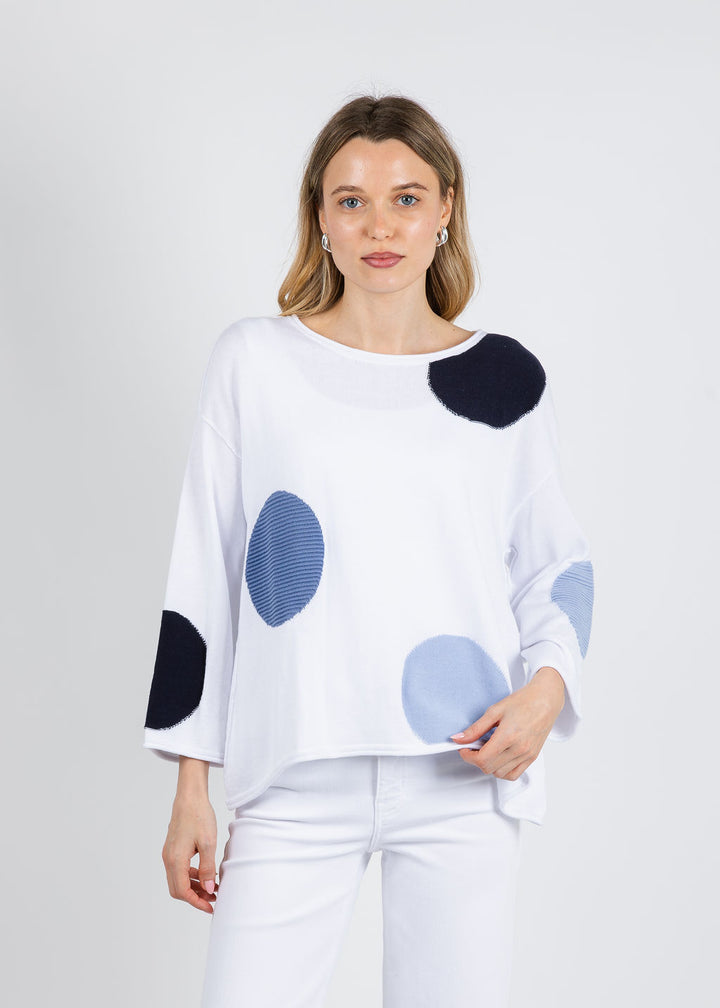 Olivia by Habitat Mixed Dot Pullover Sweater in White available at Barbara Katz