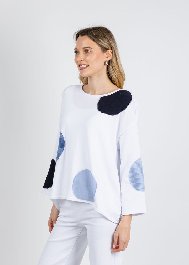 Olivia by Habitat Mixed Dot Pullover Sweater in White available at Barbara Katz