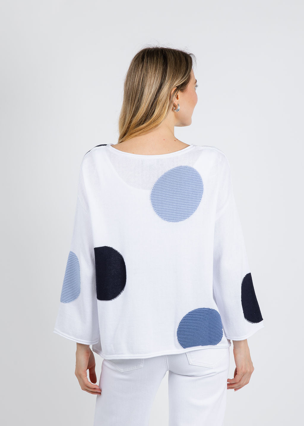 Olivia by Habitat Mixed Dot Pullover Sweater in White available at Barbara Katz