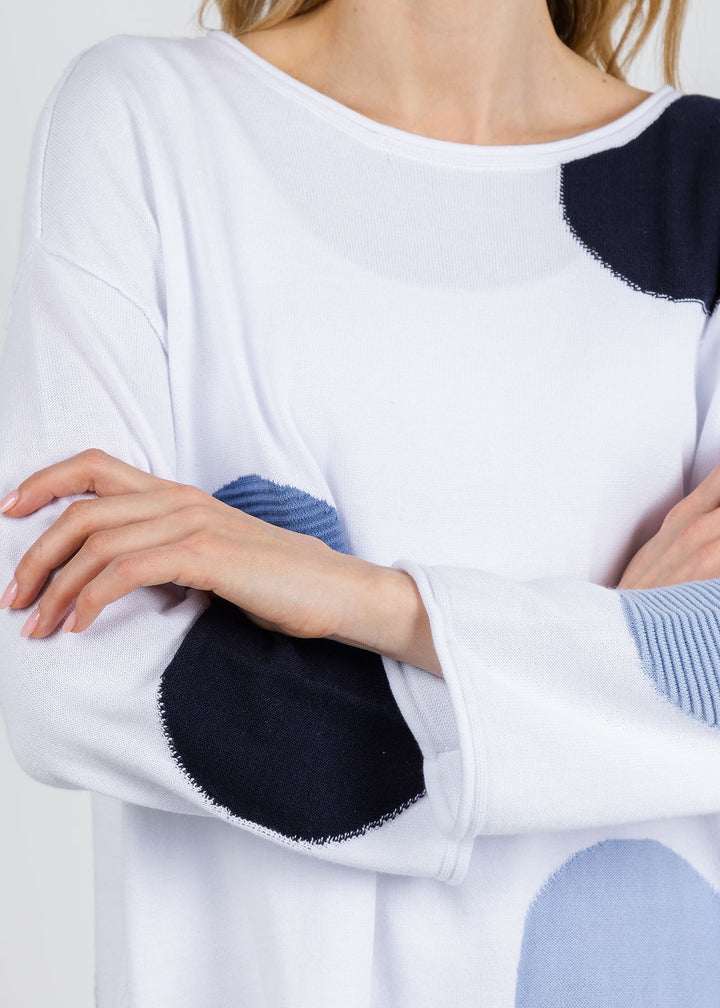Olivia by Habitat Mixed Dot Pullover Sweater in White available at Barbara Katz