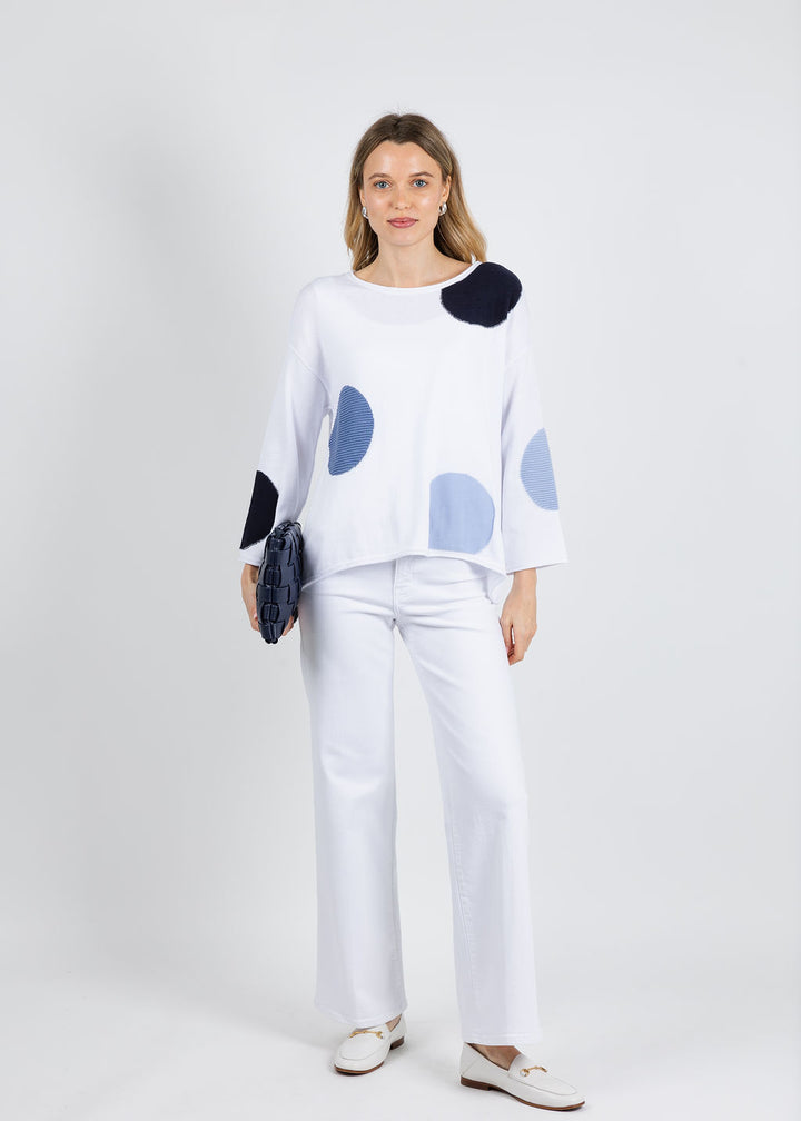Olivia by Habitat Mixed Dot Pullover Sweater in White available at Barbara Katz