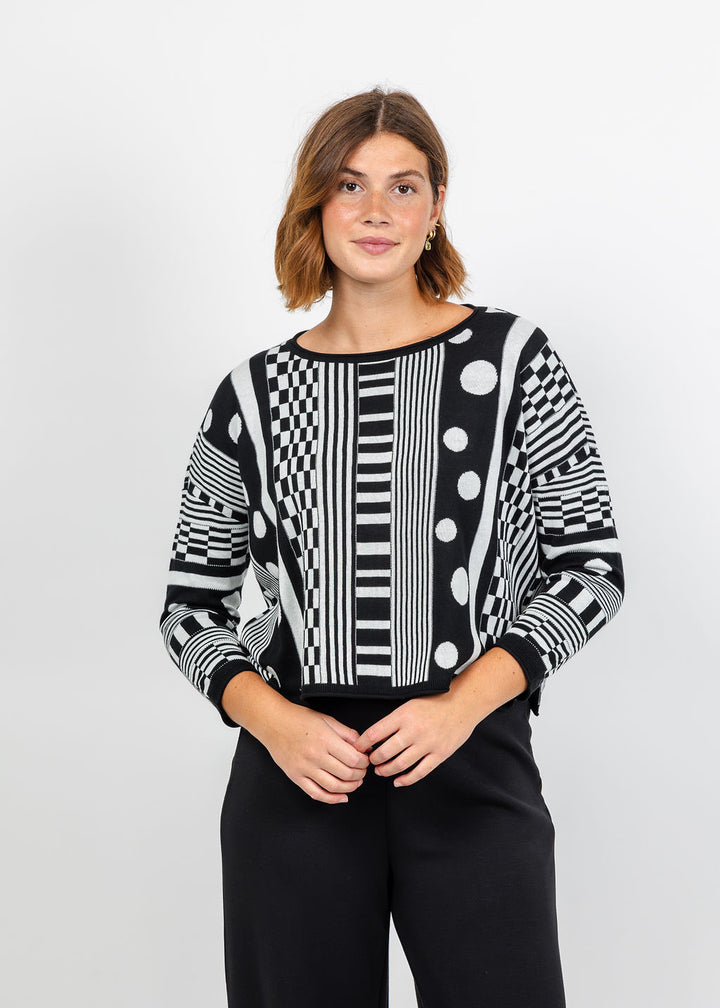 Olivia by Habitat Modernist Mix Sweater in Ivory available at Barbara Katz