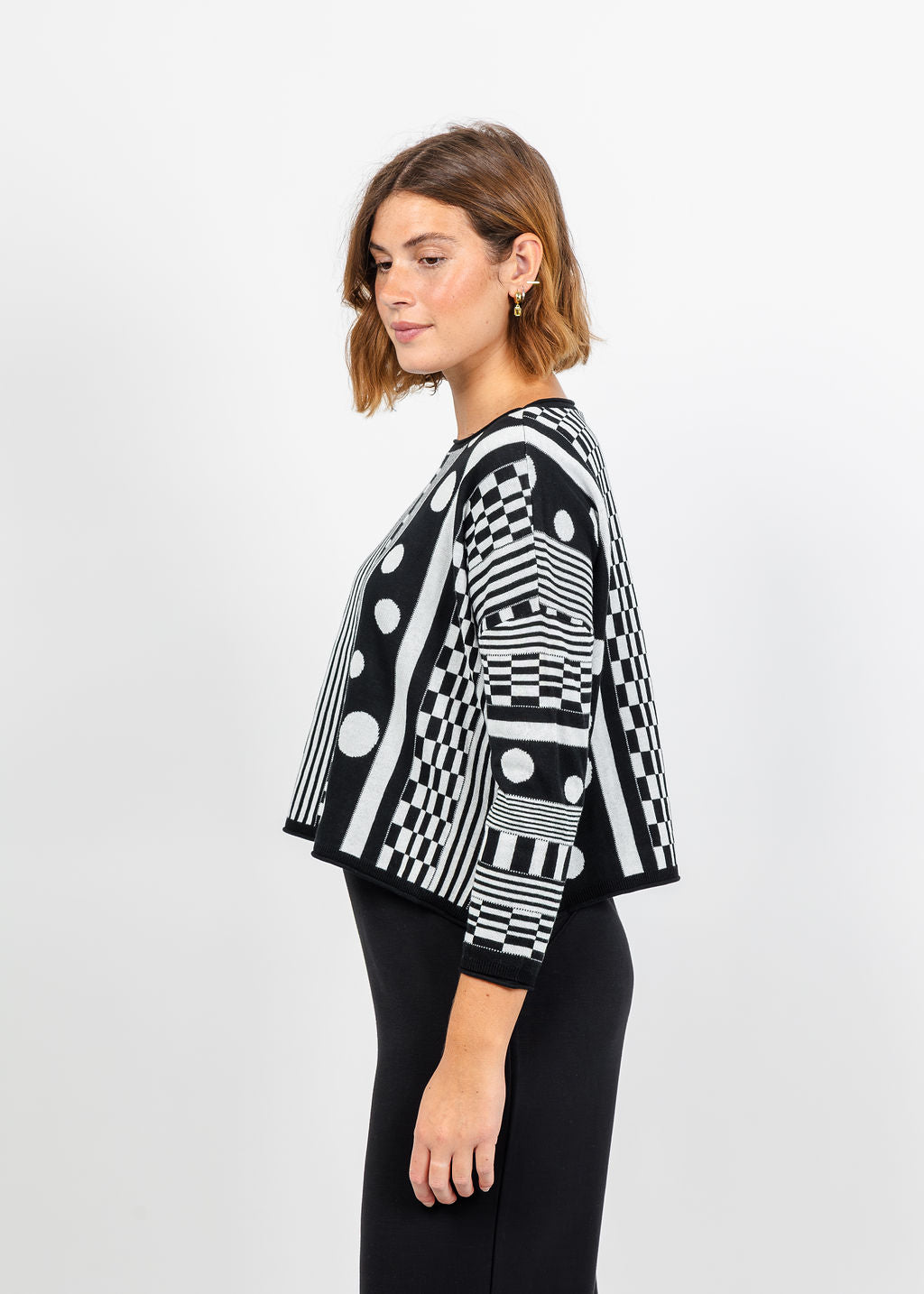 Olivia by Habitat Modernist Mix Sweater in Ivory available at Barbara Katz