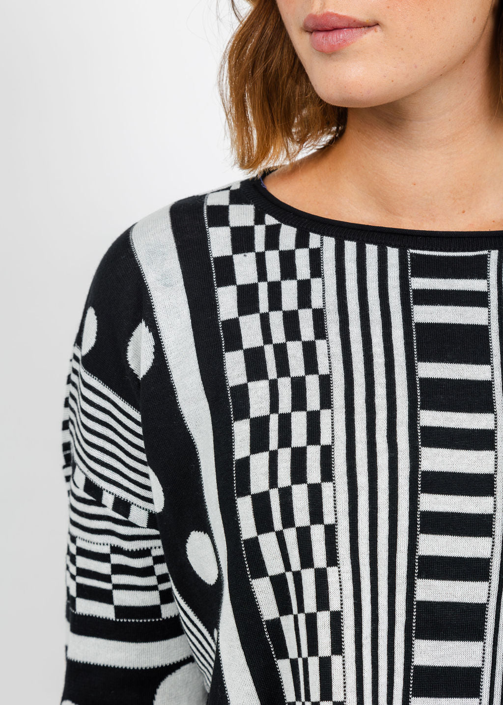 Olivia by Habitat Modernist Mix Sweater in Ivory available at Barbara Katz