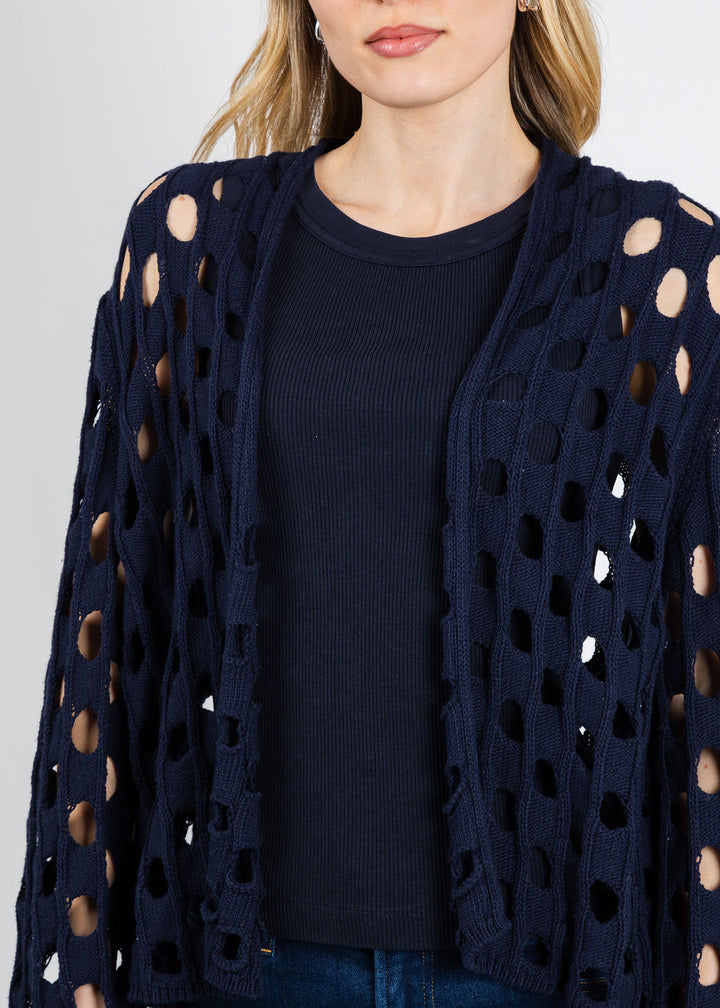 Olivia by Habitat Open Weave Layering Cardigan in Navy available at Barbara Katz