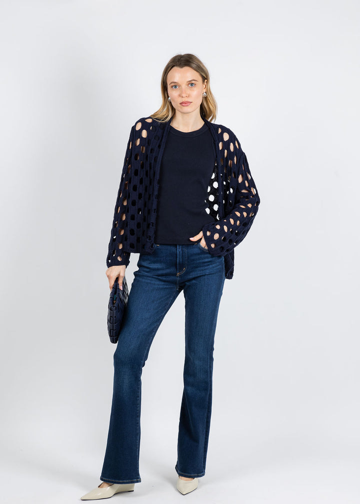 Olivia by Habitat Open Weave Layering Cardigan in Navy available at Barbara Katz
