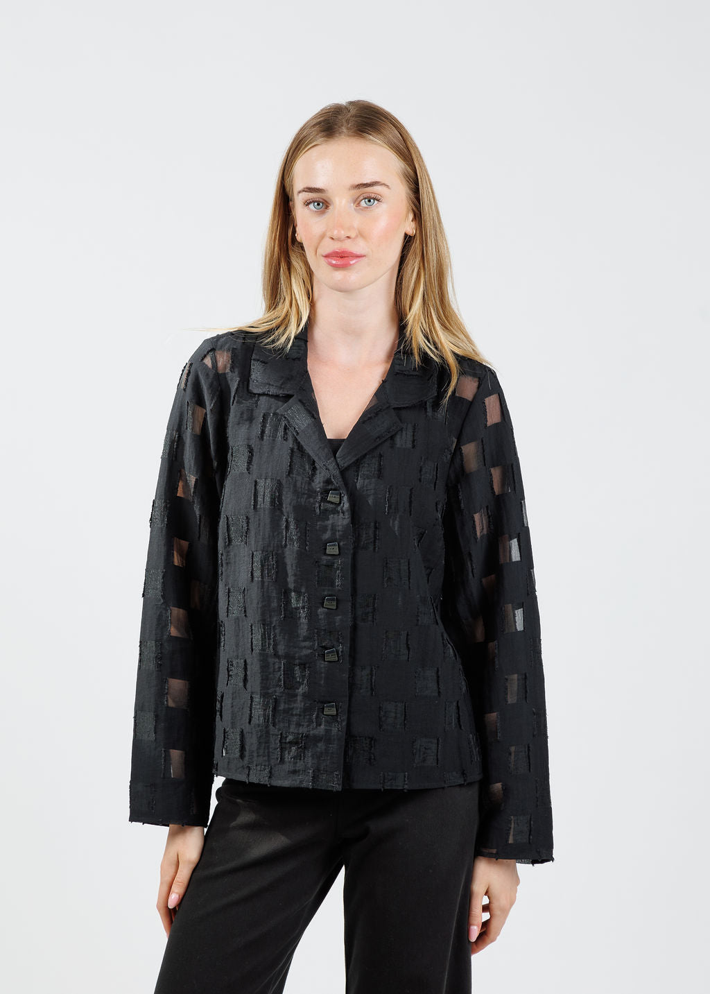 Olivia by Habitat Outside The Box Easy Shirt Jacket in Black available at Barbara Katz
