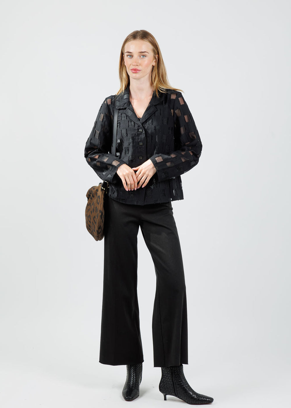 Olivia by Habitat Outside The Box Easy Shirt Jacket in Black available at Barbara Katz