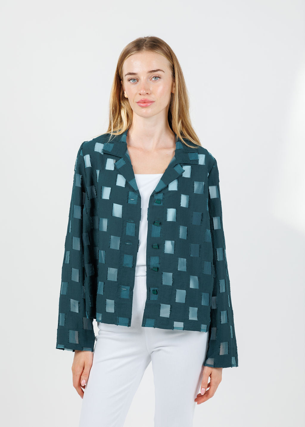 Olivia by Habitat Outside The Box Easy Shirt Jacket in Marine available at Barbara Katz