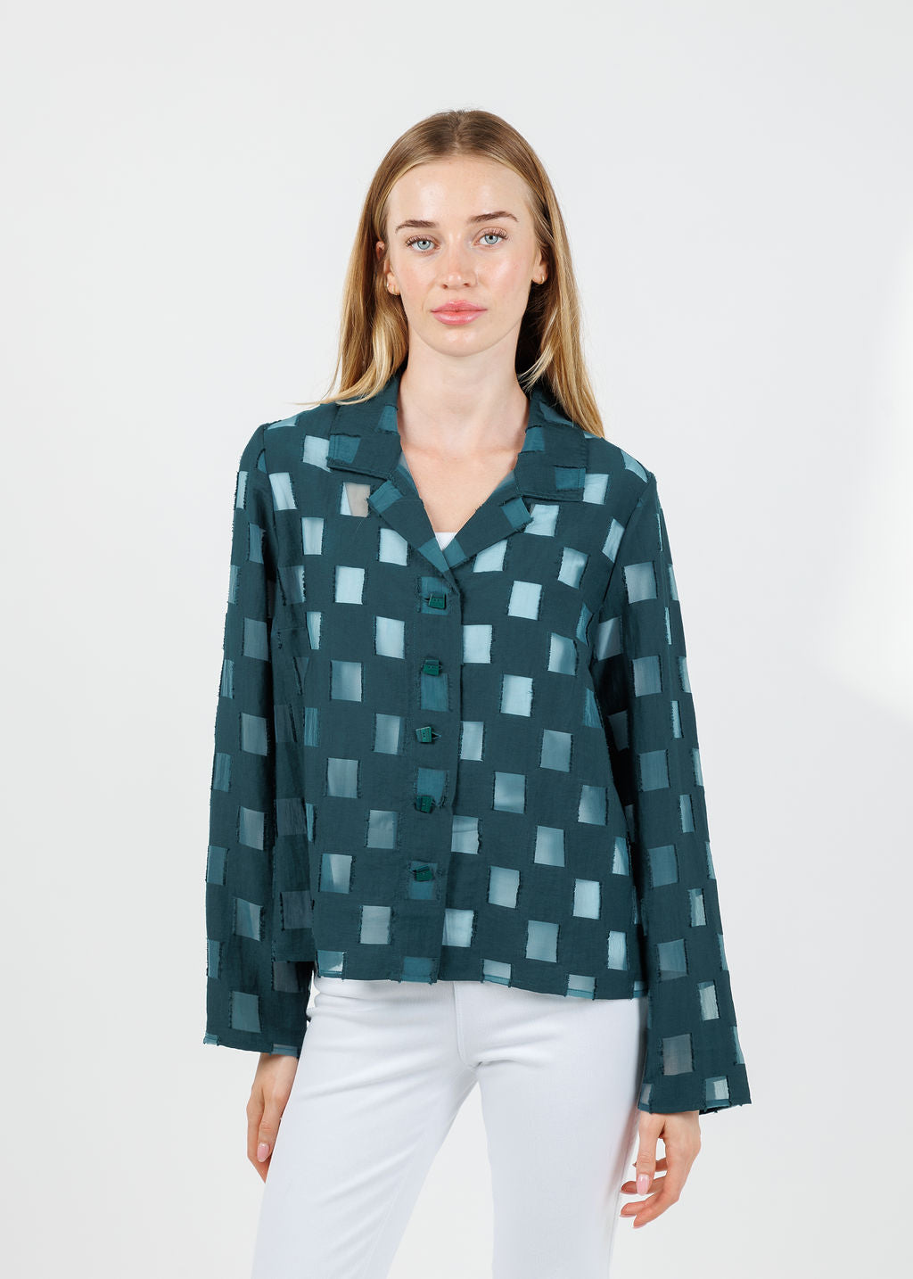 Olivia by Habitat Outside The Box Easy Shirt Jacket in Marine available at Barbara Katz