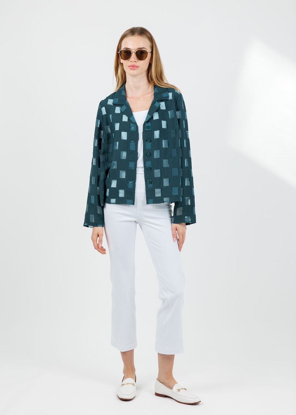 Olivia by Habitat Outside The Box Easy Shirt Jacket in Marine available at Barbara Katz