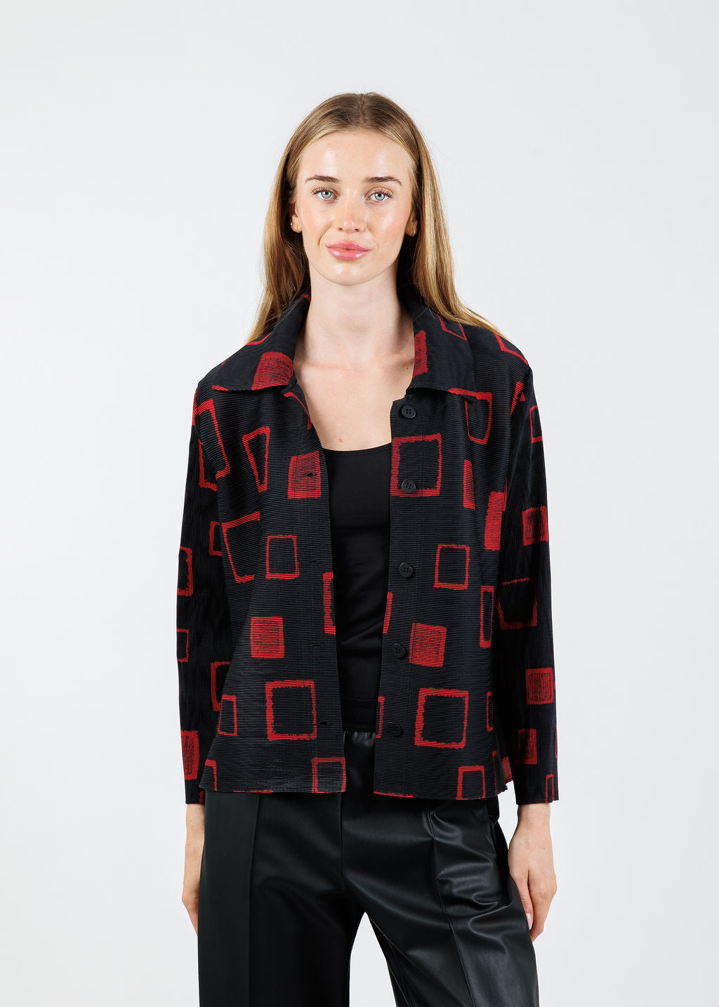 Olivia by Habitat Parisian Pleat Night Out Jacket in Chili available at Barbara Katz