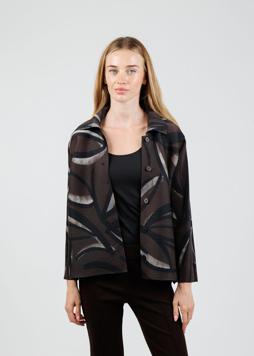 Olivia by Habitat Parisian Pleat Night Out Jacket in Chocolate available at Barbara Katz