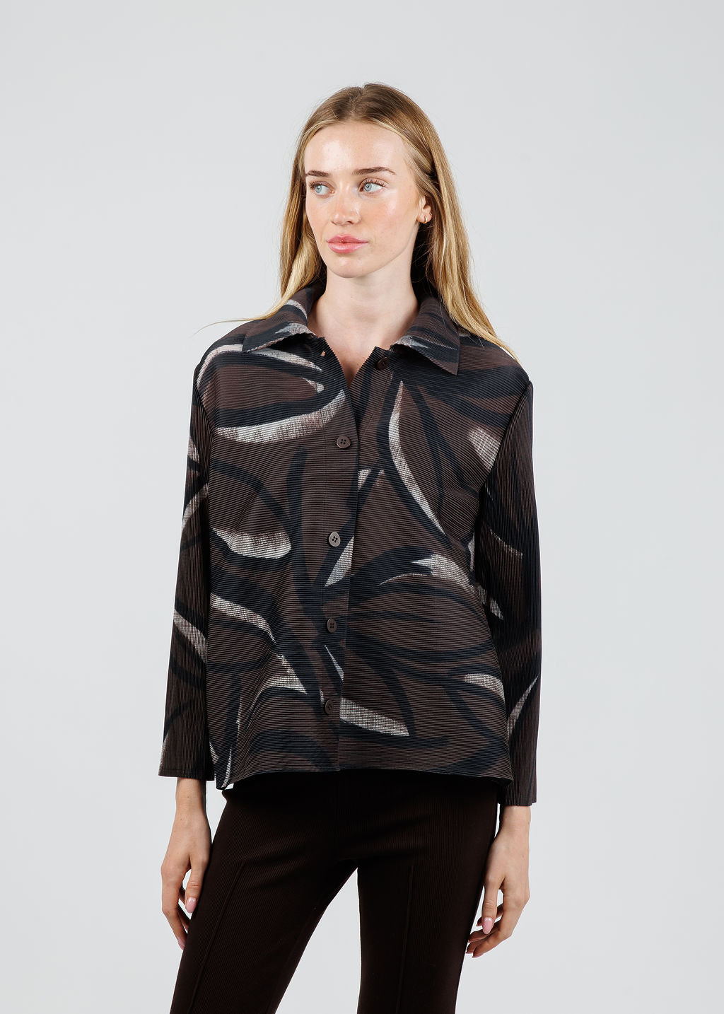 Olivia by Habitat Parisian Pleat Night Out Jacket in Chocolate available at Barbara Katz