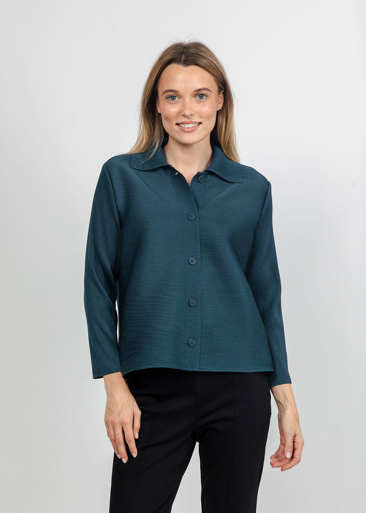 Olivia by Habitat Parisian Pleats Night Out Jacket in Spruce available at Barbara Katz