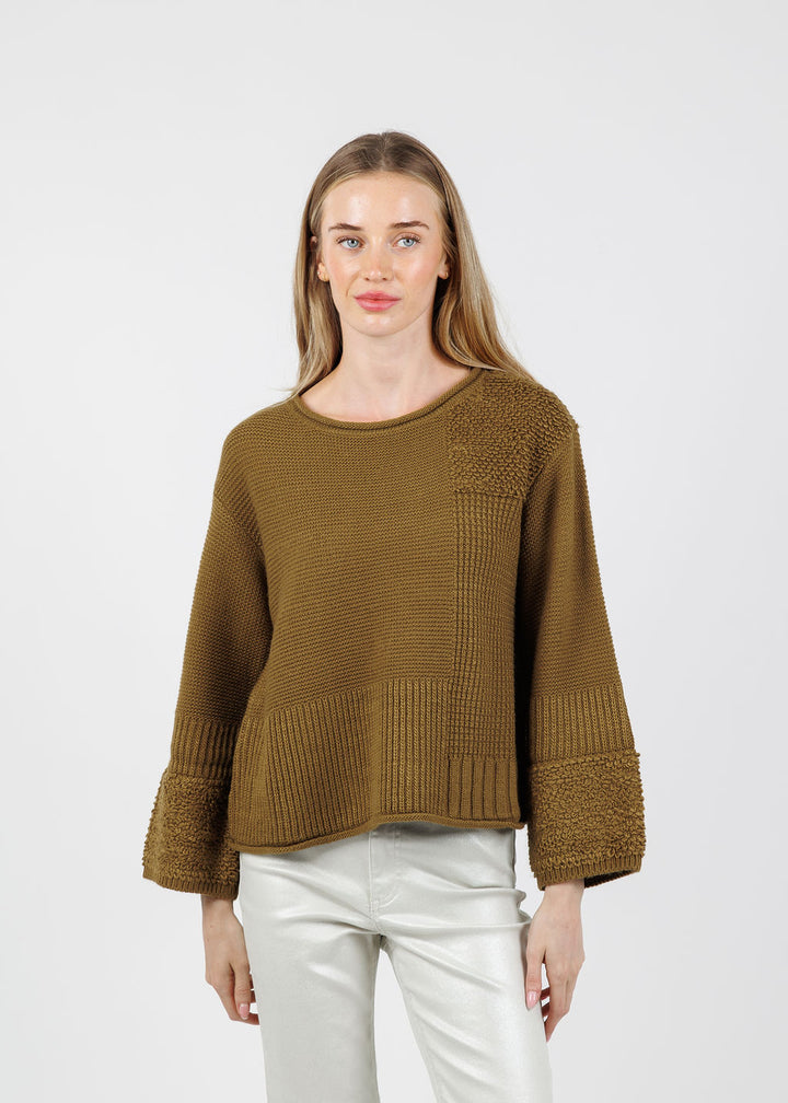 Olivia by Habitat Plush Texture Block Sweater in Nutria available at Barbara Katz