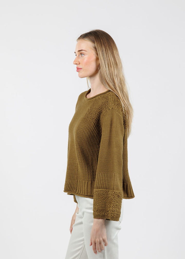 Olivia by Habitat Plush Texture Block Sweater in Nutria available at Barbara Katz