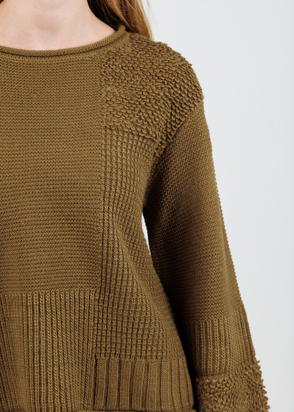 Olivia by Habitat Plush Texture Block Sweater in Nutria available at Barbara Katz