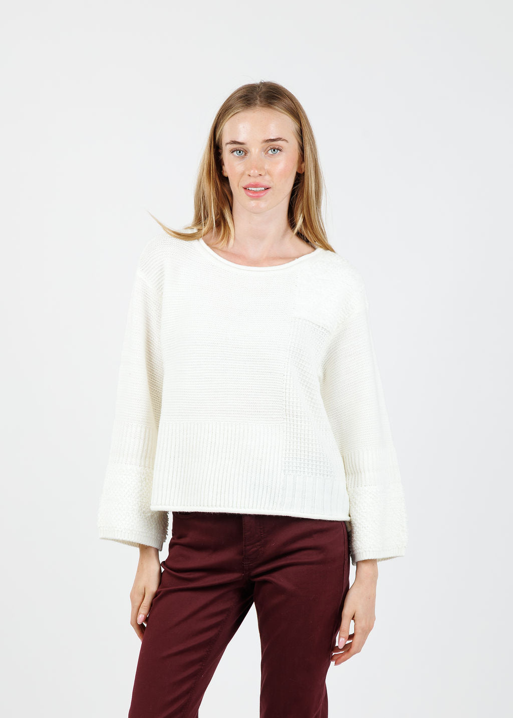 Olivia by Habitat Plush Texture Block Sweater in Winter White available at Barbara Katz
