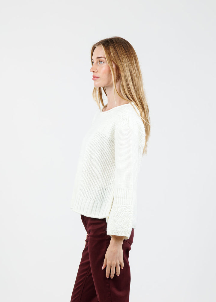 Olivia by Habitat Plush Texture Block Sweater in Winter White available at Barbara Katz