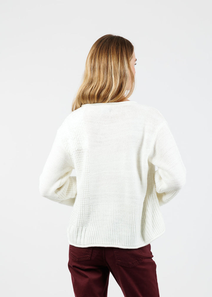 Olivia by Habitat Plush Texture Block Sweater in Winter White available at Barbara Katz