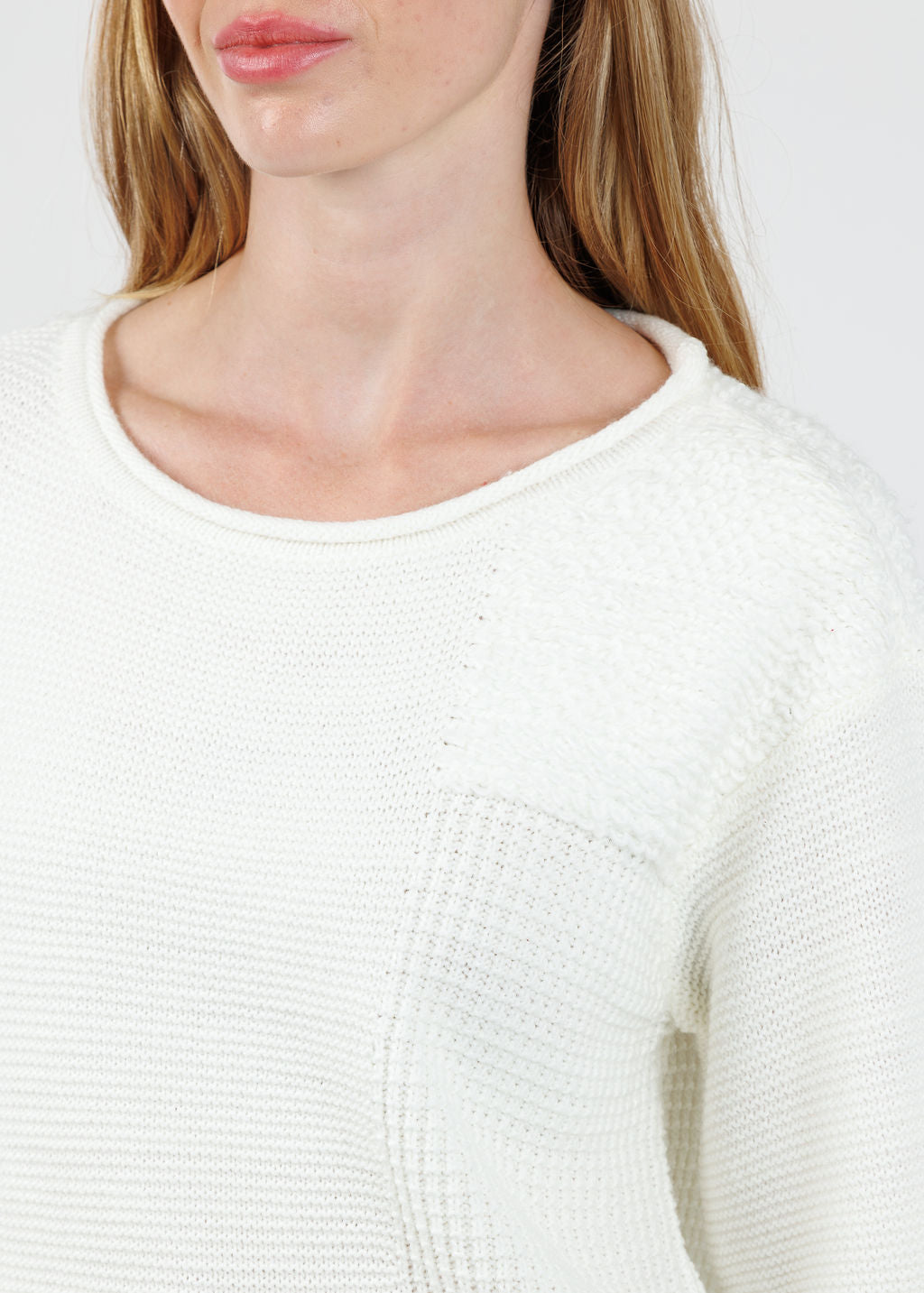 Olivia by Habitat Plush Texture Block Sweater in Winter White available at Barbara Katz