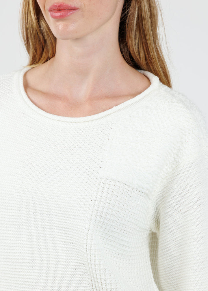 Olivia by Habitat Plush Texture Block Sweater in Winter White available at Barbara Katz