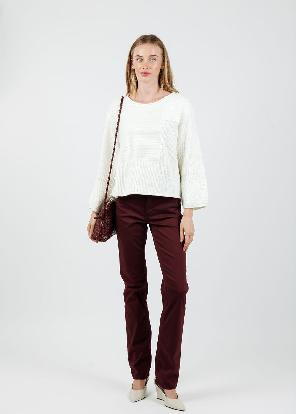 Olivia by Habitat Plush Texture Block Sweater in Winter White available at Barbara Katz