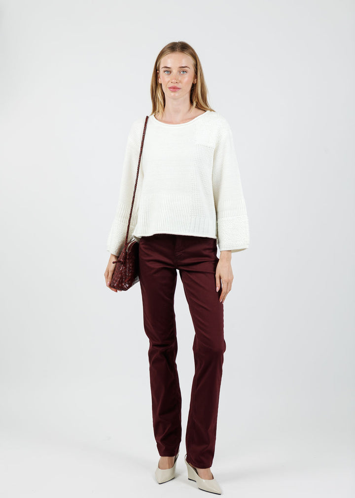 Olivia by Habitat Plush Texture Block Sweater in Winter White available at Barbara Katz
