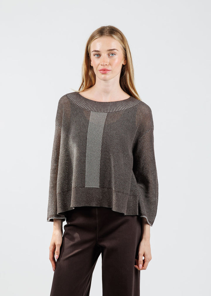 Olivia by Habitat Reversible Mesh Stitch Go To Topper in Chocolate available at Barbara Katz