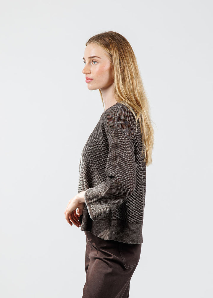 Olivia by Habitat Reversible Mesh Stitch Go To Topper in Chocolate available at Barbara Katz