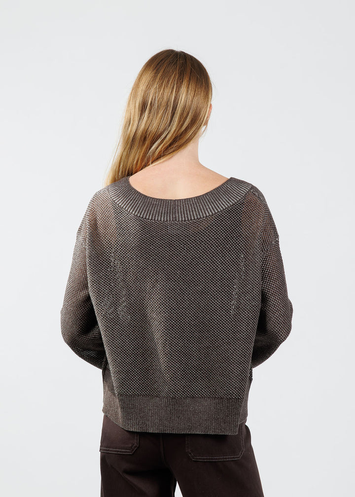 Olivia by Habitat Reversible Mesh Stitch Go To Topper in Chocolate available at Barbara Katz