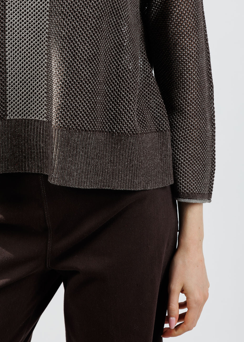 Olivia by Habitat Reversible Mesh Stitch Go To Topper in Chocolate available at Barbara Katz