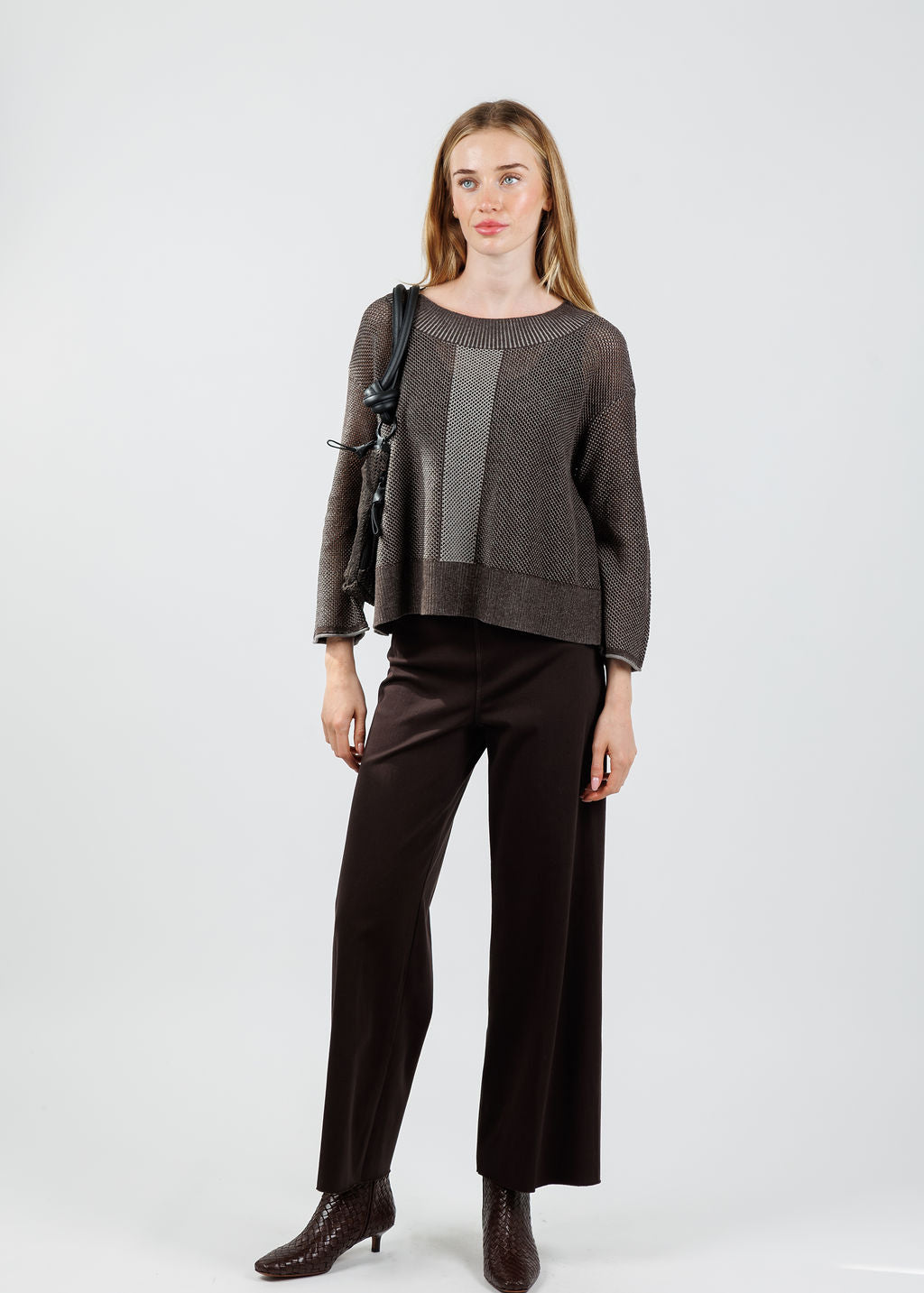 Olivia by Habitat Reversible Mesh Stitch Go To Topper in Chocolate available at Barbara Katz