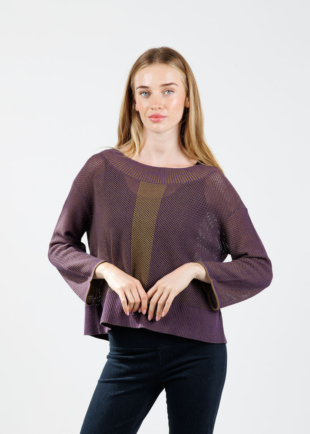 Olivia by Habitat Reversible Mesh Stitch Go To Topper in Violet available at Barbara Katz