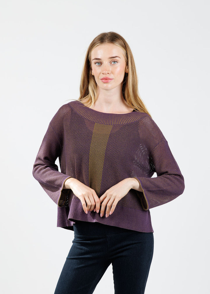 Olivia by Habitat Reversible Mesh Stitch Go To Topper in Violet available at Barbara Katz